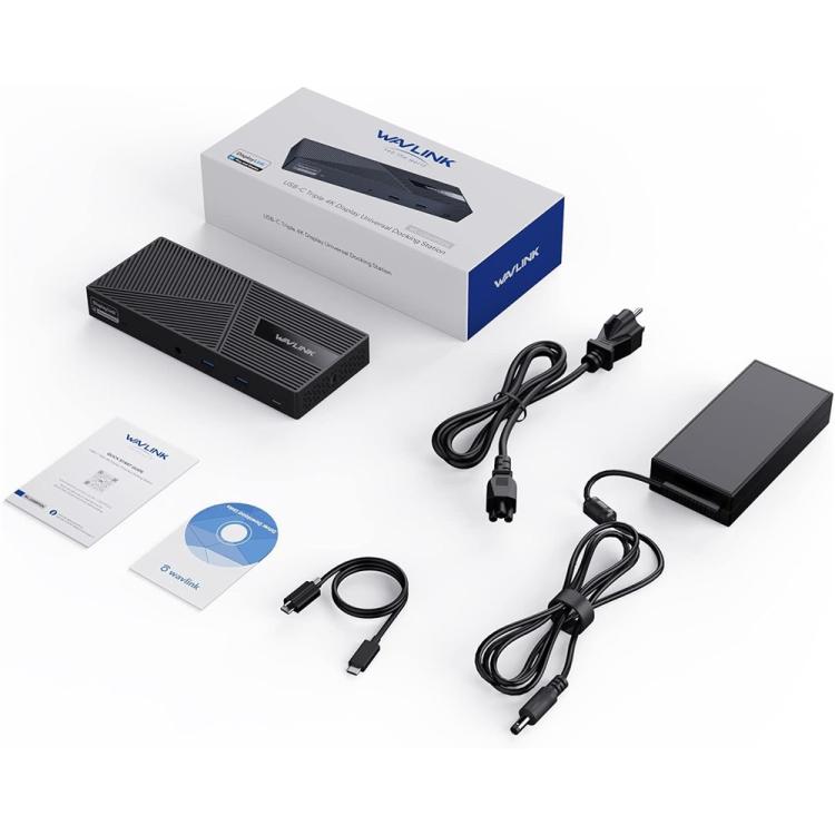 WAVLINK UG69PD24 12-in-1 PD 100W Charging Displaylink Docking Station For Thunderbolt 4 / 3(EU Plug) -  by WAVLINK | Online Shopping UK | buy2fix