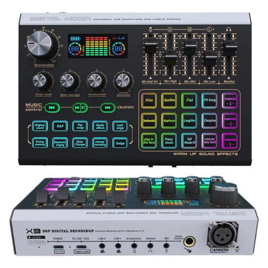 X9 48V Phantom Power Bluetooth Audio Mixer 4-Channel USB Sound Card Voice Changer - Live Sound Effects Processors by buy2fix | Online Shopping UK | buy2fix