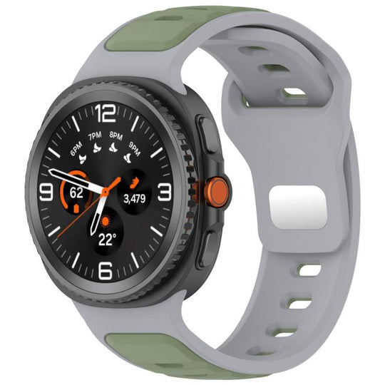 For Galaxy Watch9 / 8 / 8 Classic Reverse Buckle Two Color Silicone Watch Band(Gray Light Green)