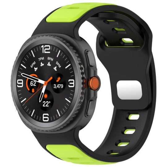 For Galaxy Watch9 / 8 / 8 Classic Reverse Buckle Two Color Silicone Watch Band(Black Lime)