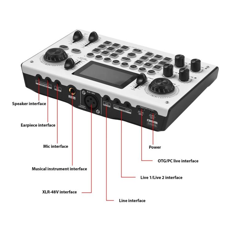 C100 Pro For Streaming / Recording 5 Sound Effects Portable Live Sound Card Audio Mixer(White) - Live Sound Effects Processors by buy2fix | Online Shopping UK | buy2fix