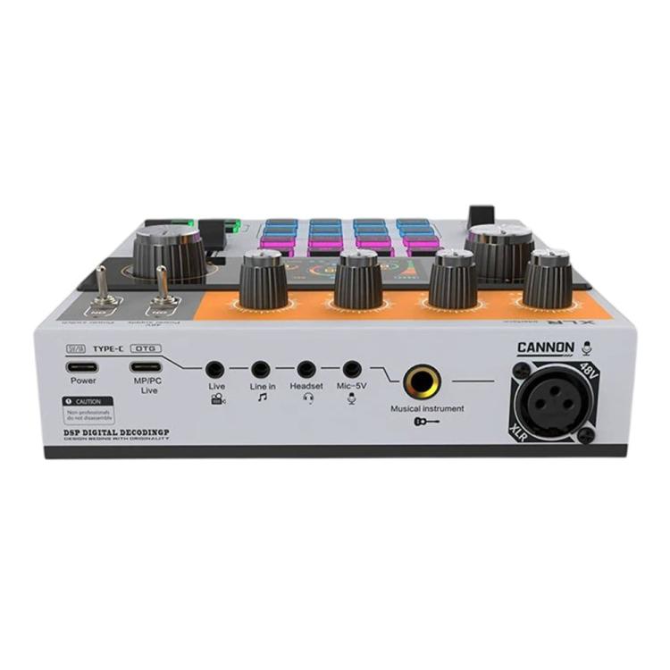 C200 For Live Streaming / Singing Sound Card Audio Mixer Bluetooth Adjustable Mixing Console(White) - Live Sound Effects Processors by buy2fix | Online Shopping UK | buy2fix