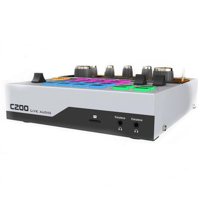 C200 For Live Streaming / Singing Sound Card Audio Mixer Bluetooth Adjustable Mixing Console(White) - Live Sound Effects Processors by buy2fix | Online Shopping UK | buy2fix