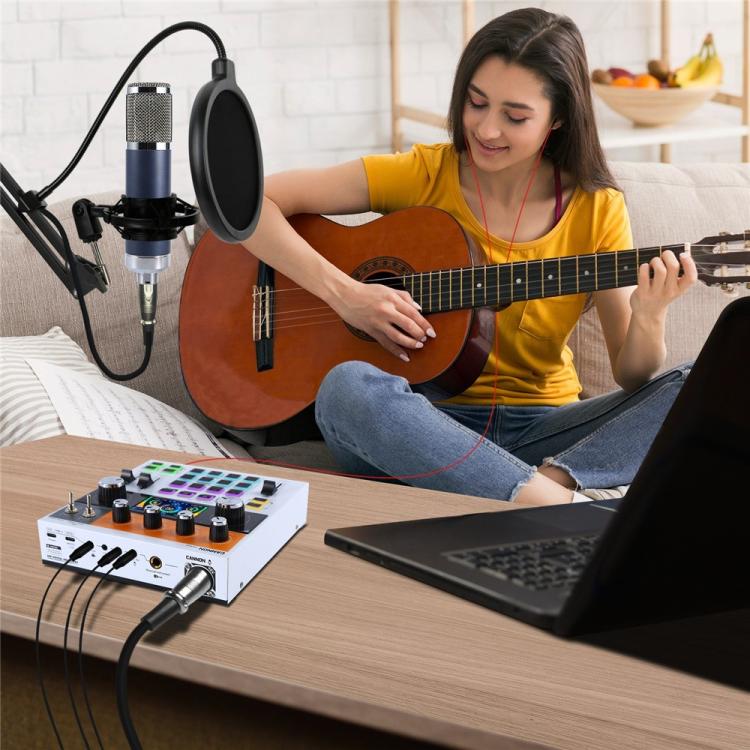 C200 For Live Streaming / Singing Sound Card Audio Mixer Bluetooth Adjustable Mixing Console(Black) - Live Sound Effects Processors by buy2fix | Online Shopping UK | buy2fix
