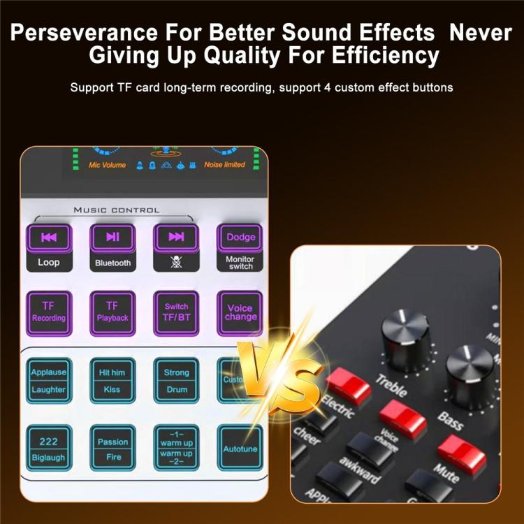 C200 For Live Streaming / Singing Sound Card Audio Mixer Bluetooth Adjustable Mixing Console(White) - Live Sound Effects Processors by buy2fix | Online Shopping UK | buy2fix