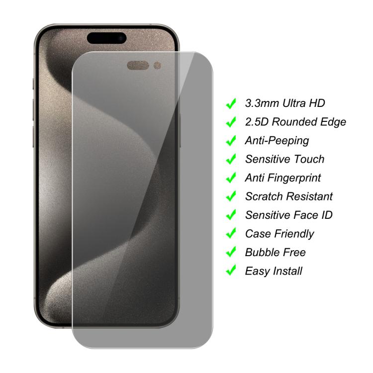 For iPhone 15 Pro Max JUNSUNMAY 25pcs Privacy Screen Protector Tempered Glass Film - iPhone 15 Pro Max Tempered Glass by JUNSUNMAY | Online Shopping UK | buy2fix
