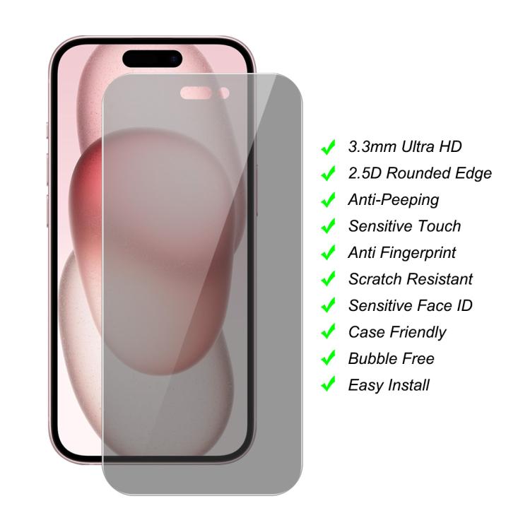 For iPhone 15 Plus JUNSUNMAY 25pcs Privacy Screen Protector Tempered Glass Film - iPhone 15 Plus Tempered Glass by JUNSUNMAY | Online Shopping UK | buy2fix