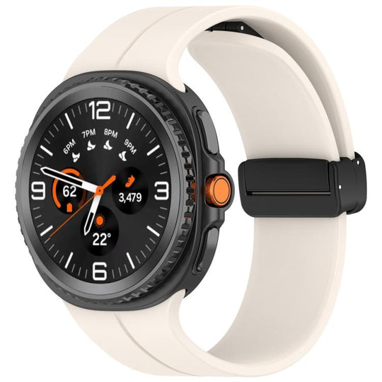 For Galaxy Watch9 / 8 / 8 Classic Folding Magnetic Buckle Silicone Watch Band(Starlight)