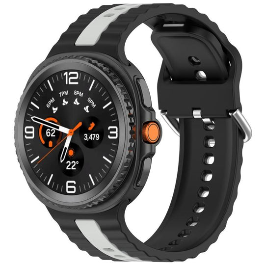 For Galaxy Watch9 / 8 / 8 Classic Vertical Two Color Silicone Watch Band(Black Gray)