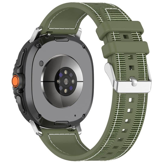 For Galaxy Watch9 / 8 / 8 Classic Hybrid Nylon Braid Silicone Watch Band(Spruce Green)