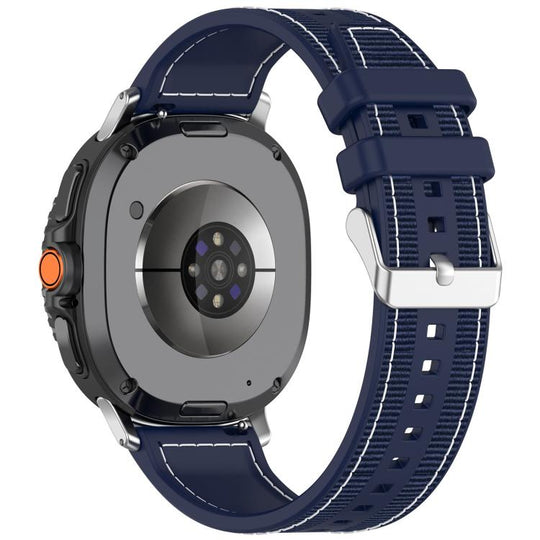 For Galaxy Watch9 / 8 / 8 Classic Hybrid Nylon Braid Silicone Watch Band(Midnight Blue)