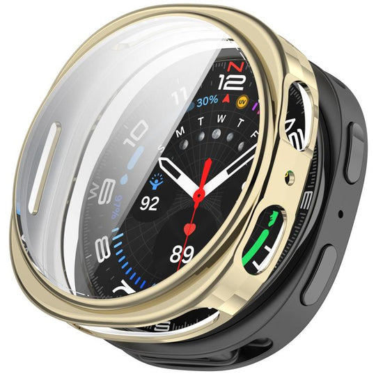 For Galaxy Watch9 / 8 44mm All Coverage Electroplated TPU Watch Protective Case(Light Gold)