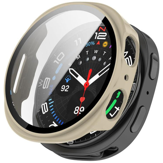 For Samsung Galaxy Watch 8 44mm Tempered Film Integrated PC Watch Cover(Ivory White) - Watch Cases by buy2fix | Online Shopping UK | buy2fix