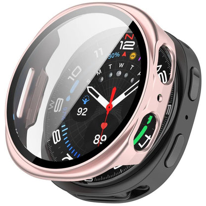 For Samsung Galaxy Watch 8 44mm Tempered Film Integrated PC Watch Cover(Frosted Pink) - Watch Cases by buy2fix | Online Shopping UK | buy2fix