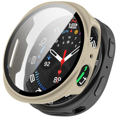 For Samsung Galaxy Watch 8 40mm Tempered Film Integrated PC Watch Cover(Ivory White) - Watch Cases by buy2fix | Online Shopping UK | buy2fix