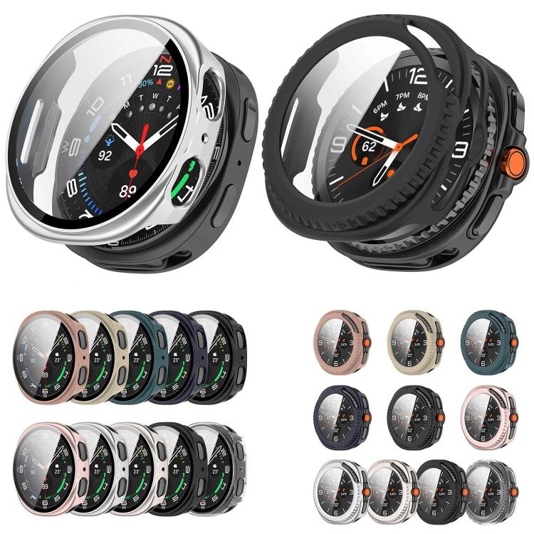 For Samsung Galaxy Watch 8 44mm Tempered Film Integrated PC Watch Cover(Frosted Black) - Watch Cases by buy2fix | Online Shopping UK | buy2fix