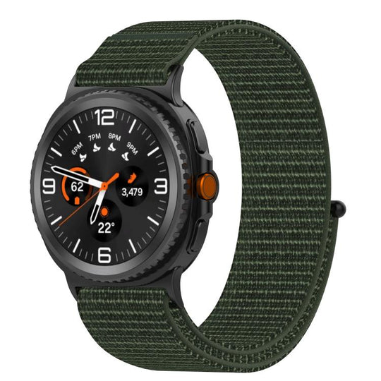 For Galaxy Watch9 / 8 / 8 Classic Nylon Hook and Loop Fastener Watch Band(Army Green)