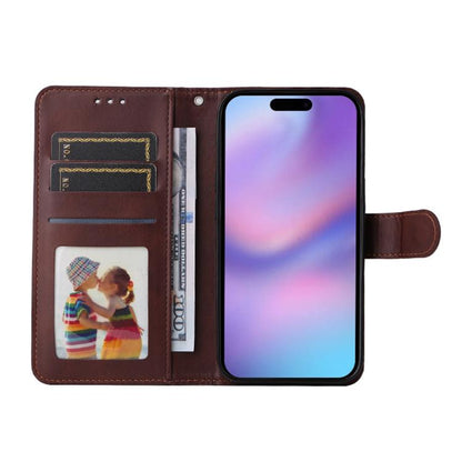 For iPhone 16 Plus ENKAY Card Wallet Calf Texture Leather Phone Case with Thickened Glue No White Edge Film(Red) - iPhone 16 Plus Cases by ENKAY | Online Shopping UK | buy2fix