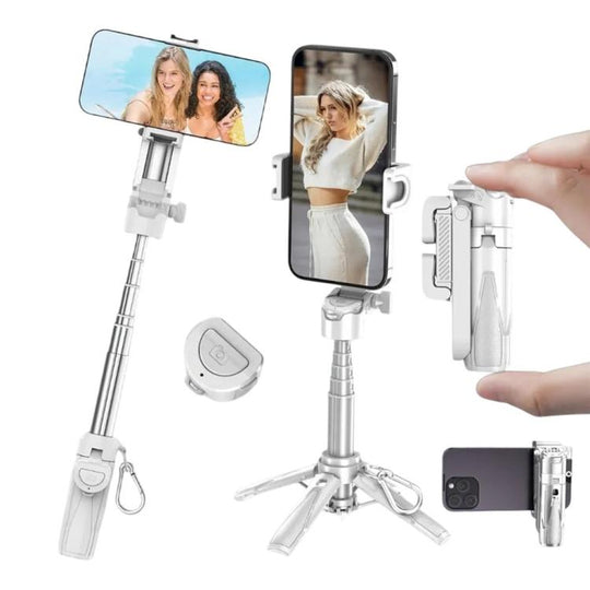Jmary MT-18 Extendable Phone Holder Wireless Control Mini Phone Selfie Stick Tripod(White)