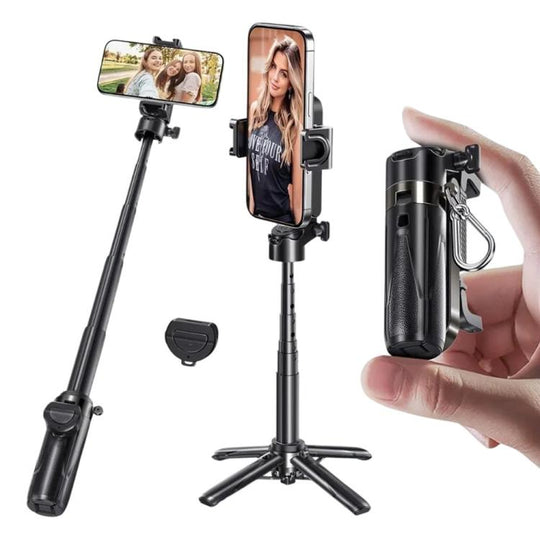 Jmary MT-18 Extendable Phone Holder Wireless Control Mini Phone Selfie Stick Tripod(Black)