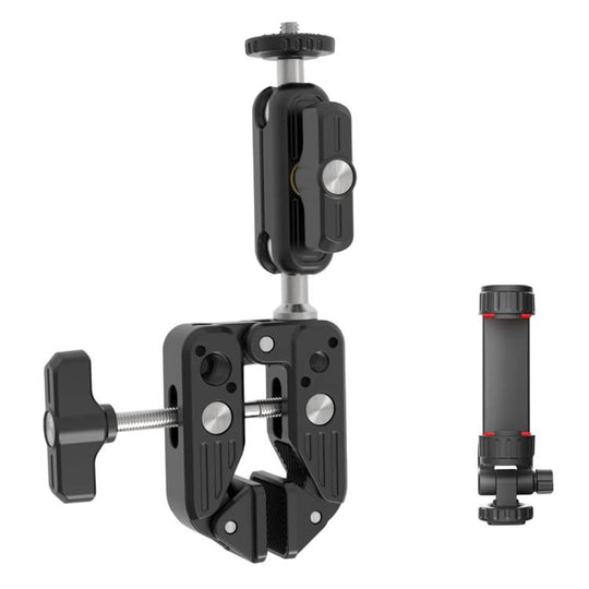 JMARY MS-90 For Action Cameras Super Clamp Mount Magic Arm Double Ball Head Adapter