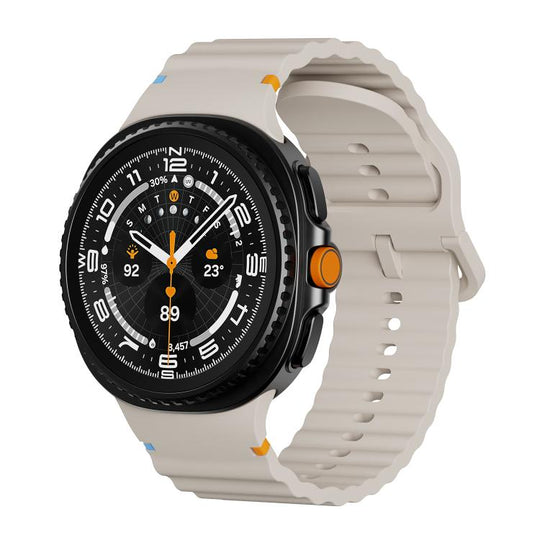 For Galaxy Watch9 / 8 / 8 Classic Wavy Grain Stitched Color Buckle Silicone Watch Band(Starlight)