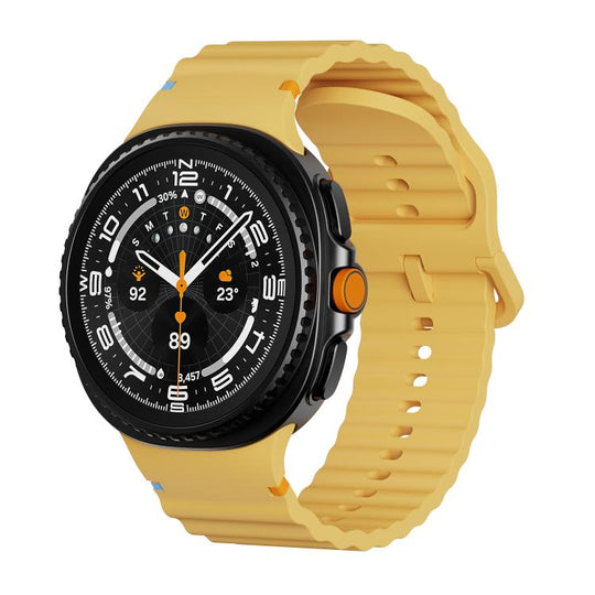 For Galaxy Watch9 / 8 / 8 Classic Wavy Grain Stitched Color Buckle Silicone Watch Band(Yellow)