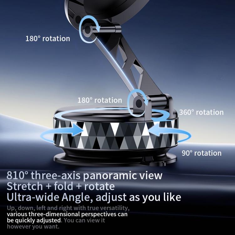 K13 360 Degree Rotation Vacuum Suction Cellphone Holder Magnetic Car Phone Mount(Black) - Universal Car Holders by buy2fix | Online Shopping UK | buy2fix