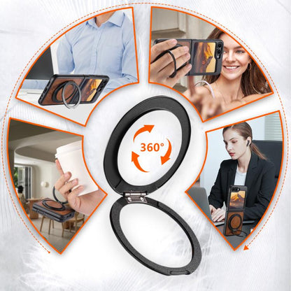 For Samsung Galaxy Z Flip7 5G Suteni G3 Oil Wax 360 Rotation Holder MagSafe Back Phone Case(Brown) - Galaxy Z Flip7 5G Cases by Suteni | Online Shopping UK | buy2fix