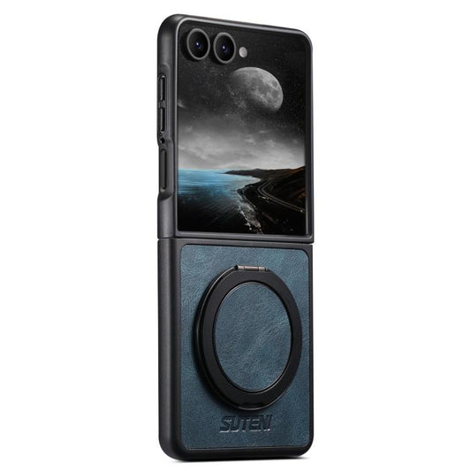 For Samsung Galaxy Z Flip7 5G Suteni G3 Oil Wax 360 Rotation Holder MagSafe Back Phone Case(Blue) - Galaxy Z Flip7 5G Cases by Suteni | Online Shopping UK | buy2fix