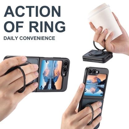 For Samsung Galaxy Z Flip7 5G Suteni G3 Oil Wax 360 Rotation Holder MagSafe Back Phone Case(Blue) - Galaxy Z Flip7 5G Cases by Suteni | Online Shopping UK | buy2fix