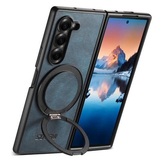 For Samsung Galaxy Z Fold7 5G Suteni G3 Oil Wax 360 Rotation Holder MagSafe Back Phone Case(Blue) - Galaxy Z Fold7 5G Cases by Suteni | Online Shopping UK | buy2fix
