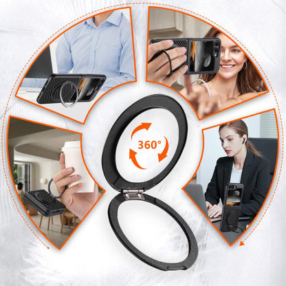 For Samsung Galaxy Z Flip7 5G Suteni G3 Carbon Fiber Leather 360 Rotation Holder MagSafe Phone Case(Black) - Galaxy Z Flip7 5G Cases by Suteni | Online Shopping UK | buy2fix