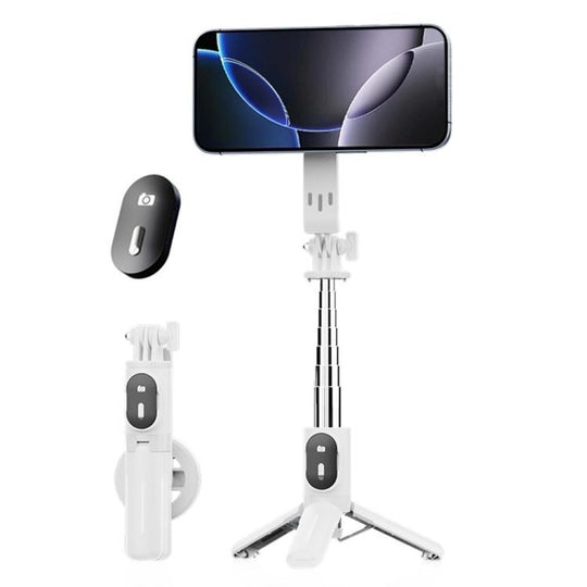 P08Y Pro Portable Travel Selfie Stick Tripod Mini Magsafe Phone Stand with Remote Control(White)