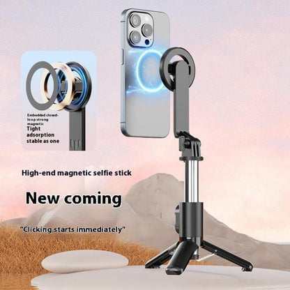 P08Y Pro F2 Portable Travel Selfie Stick Tripod Mini MagSafe Phone Stand with Remote Control and Fill Lights(White) - Selfie Sticks by buy2fix | Online Shopping UK | buy2fix