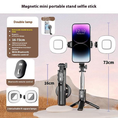 P08Y Pro F2 Portable Travel Selfie Stick Tripod Mini MagSafe Phone Stand with Remote Control and Fill Lights(White) - Selfie Sticks by buy2fix | Online Shopping UK | buy2fix