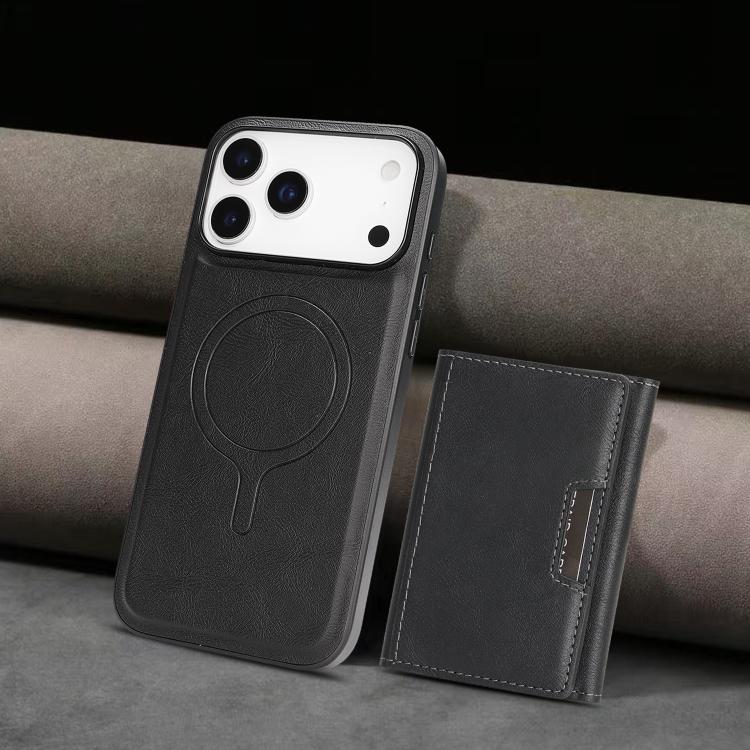 For iPhone 17 Pro Max Kalebol Strong Magnetic MagSafe Tri-Fold Wallet Leather Phone Case(Black) - iPhone 17 Pro Max Cases by Kalebol | Online Shopping UK | buy2fix