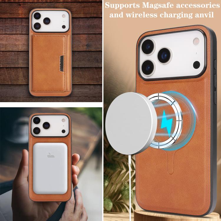 For iPhone 17 Pro Max Kalebol Strong Magnetic MagSafe Tri-Fold Wallet Leather Phone Case(Brown) - iPhone 17 Pro Max Cases by Kalebol | Online Shopping UK | buy2fix
