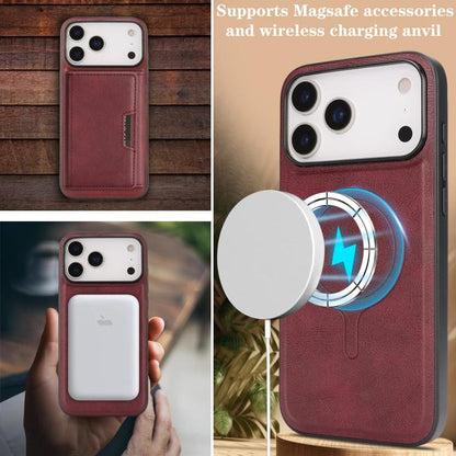 For iPhone 17 Pro Max Kalebol Strong Magnetic MagSafe Tri-Fold Wallet Leather Phone Case(Red) - iPhone 17 Pro Max Cases by Kalebol | Online Shopping UK | buy2fix