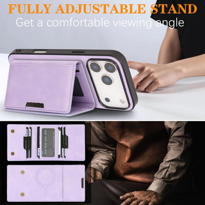 For iPhone 17 Pro Max Kalebol Strong Magnetic MagSafe Tri-Fold Wallet Leather Phone Case(Purple) - iPhone 17 Pro Max Cases by Kalebol | Online Shopping UK | buy2fix