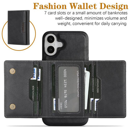 For iPhone 17 Kalebol Strong Magnetic MagSafe Tri-Fold Wallet Leather Phone Case(Black) - iPhone 17 Cases by Kalebol | Online Shopping UK | buy2fix
