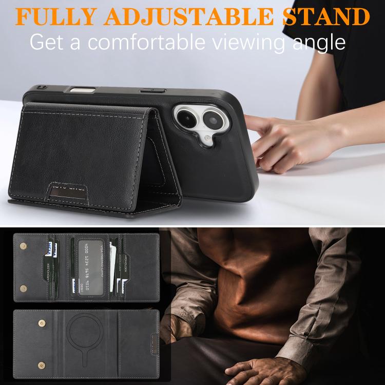 For iPhone 17 Kalebol Strong Magnetic MagSafe Tri-Fold Wallet Leather Phone Case(Black) - iPhone 17 Cases by Kalebol | Online Shopping UK | buy2fix