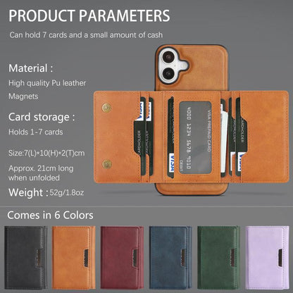 For iPhone 17 Kalebol Strong Magnetic MagSafe Tri-Fold Wallet Leather Phone Case(Brown) - iPhone 17 Cases by Kalebol | Online Shopping UK | buy2fix
