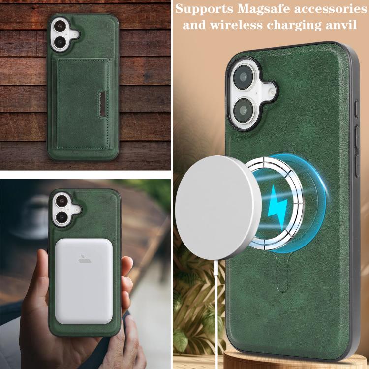 For iPhone 17 Kalebol Strong Magnetic MagSafe Tri-Fold Wallet Leather Phone Case(Green) - iPhone 17 Cases by Kalebol | Online Shopping UK | buy2fix