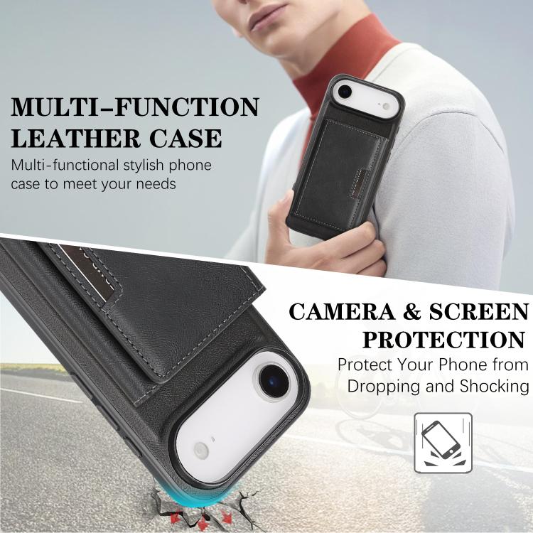 For iPhone 17 Air Kalebol Strong Magnetic MagSafe Tri-Fold Wallet Leather Phone Case(Black) - iPhone 17 Air Cases by Kalebol | Online Shopping UK | buy2fix