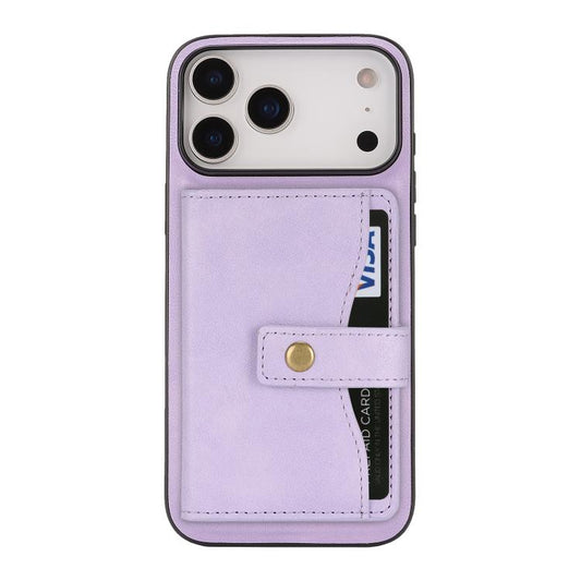For iPhone 17 Pro Max Kalebol Magnetic Button Card Bag MagSafe Ring Leather Phone Case(Purple) - iPhone 17 Pro Max Cases by Kalebol | Online Shopping UK | buy2fix