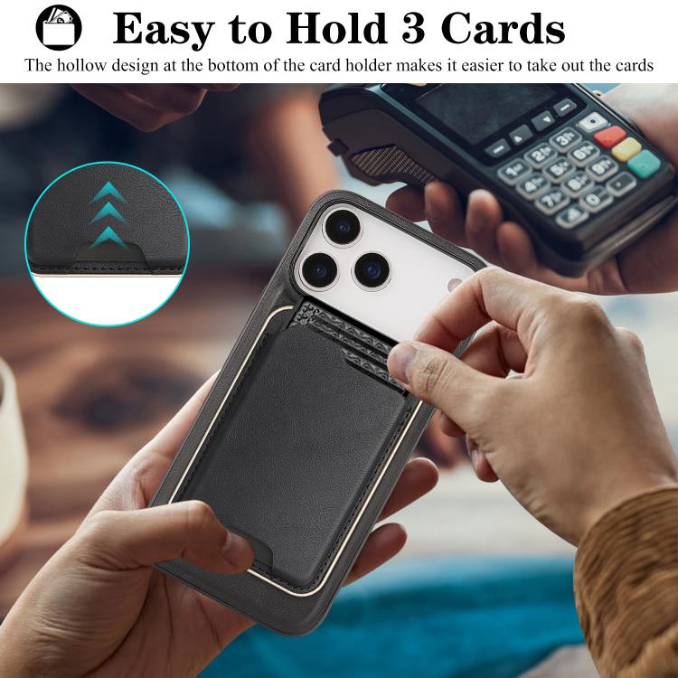 For iPhone 17 Pro Max Kalebol Slim MagSafe Ring Magnetic Card Bag Leather Phone Case(Black) - More iPhone Cases by Kalebol | Online Shopping UK | buy2fix