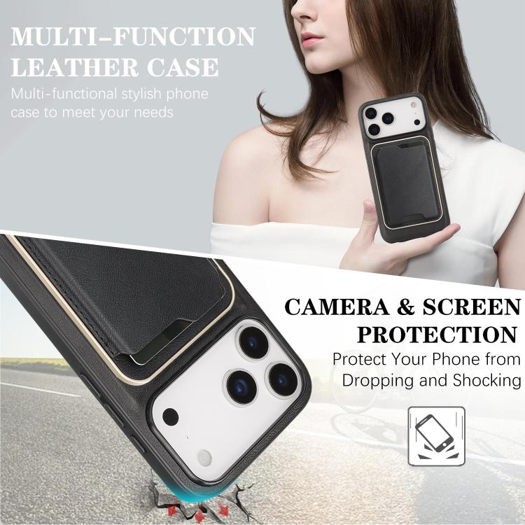 For iPhone 17 Pro Max Kalebol Slim MagSafe Ring Magnetic Card Bag Leather Phone Case(Black) - More iPhone Cases by Kalebol | Online Shopping UK | buy2fix