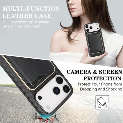 For iPhone 17 Pro Max Kalebol Slim MagSafe Ring Magnetic Card Bag Leather Phone Case(Black) - More iPhone Cases by Kalebol | Online Shopping UK | buy2fix