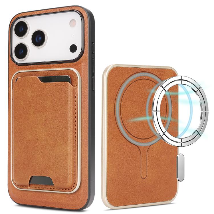 For iPhone 17 Pro Max Kalebol Slim MagSafe Ring Magnetic Card Bag Leather Phone Case(Brown) - More iPhone Cases by Kalebol | Online Shopping UK | buy2fix